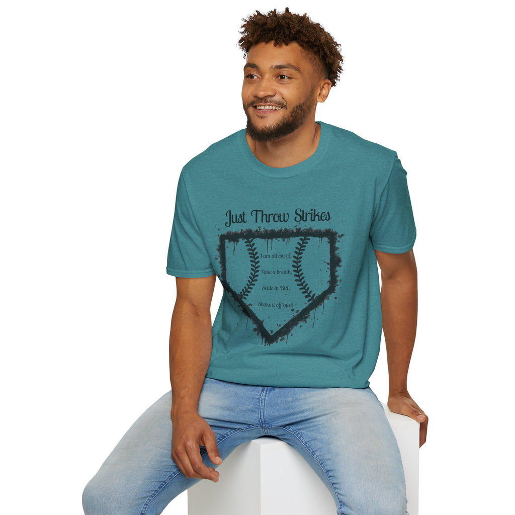 Baseball Home Plate T-Shirt — "Just Throw Strikes" Graphic Tee