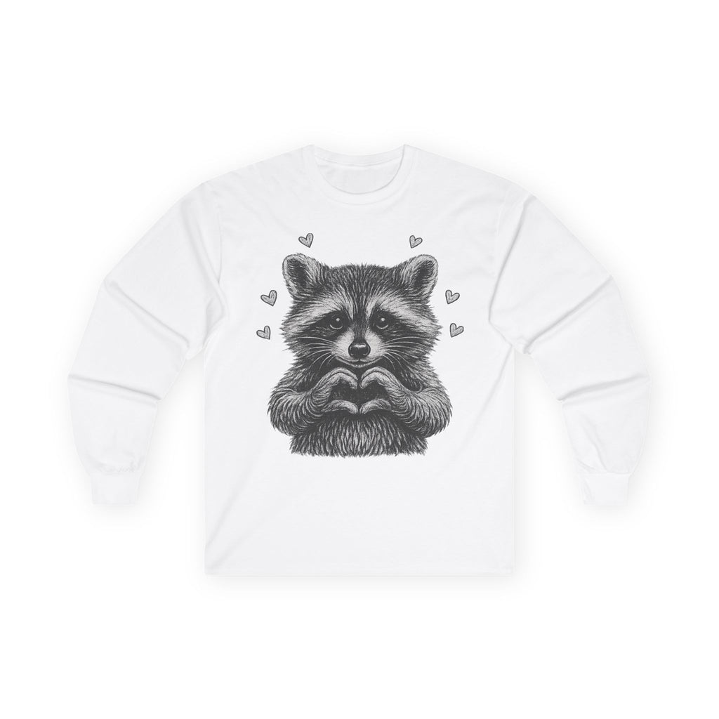 Raccoon Heart Long Sleeve Tee — Cute Animal Graphic Tee