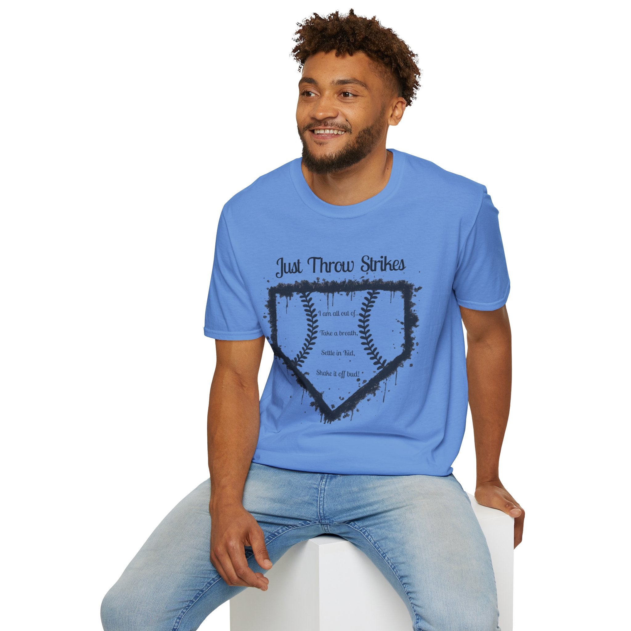 Baseball Home Plate T-Shirt — "Just Throw Strikes" Graphic Tee