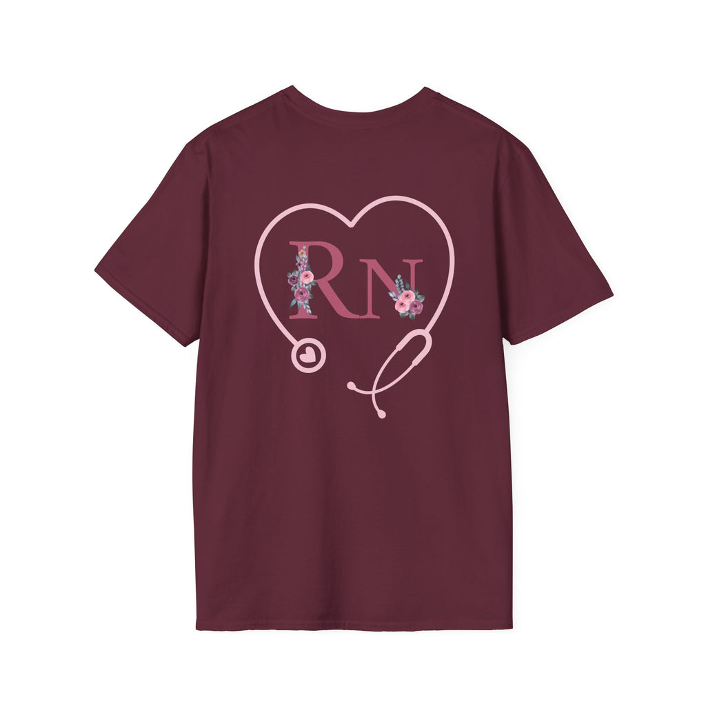 Registered Nurse Heart Stethoscope T-Shirt — Floral Registered Nurse Tee