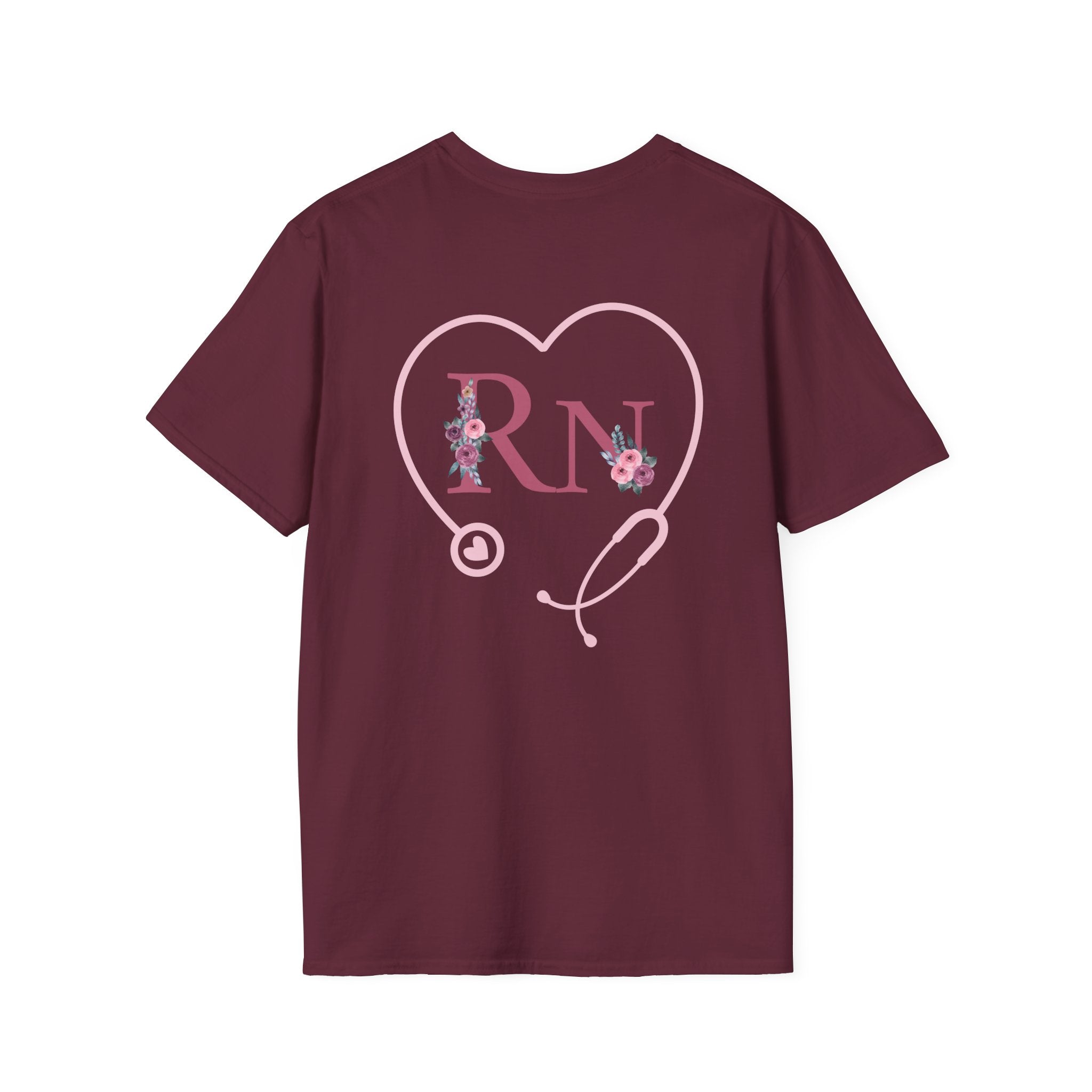 Registered Nurse Heart Stethoscope T-Shirt — Floral Registered Nurse Tee