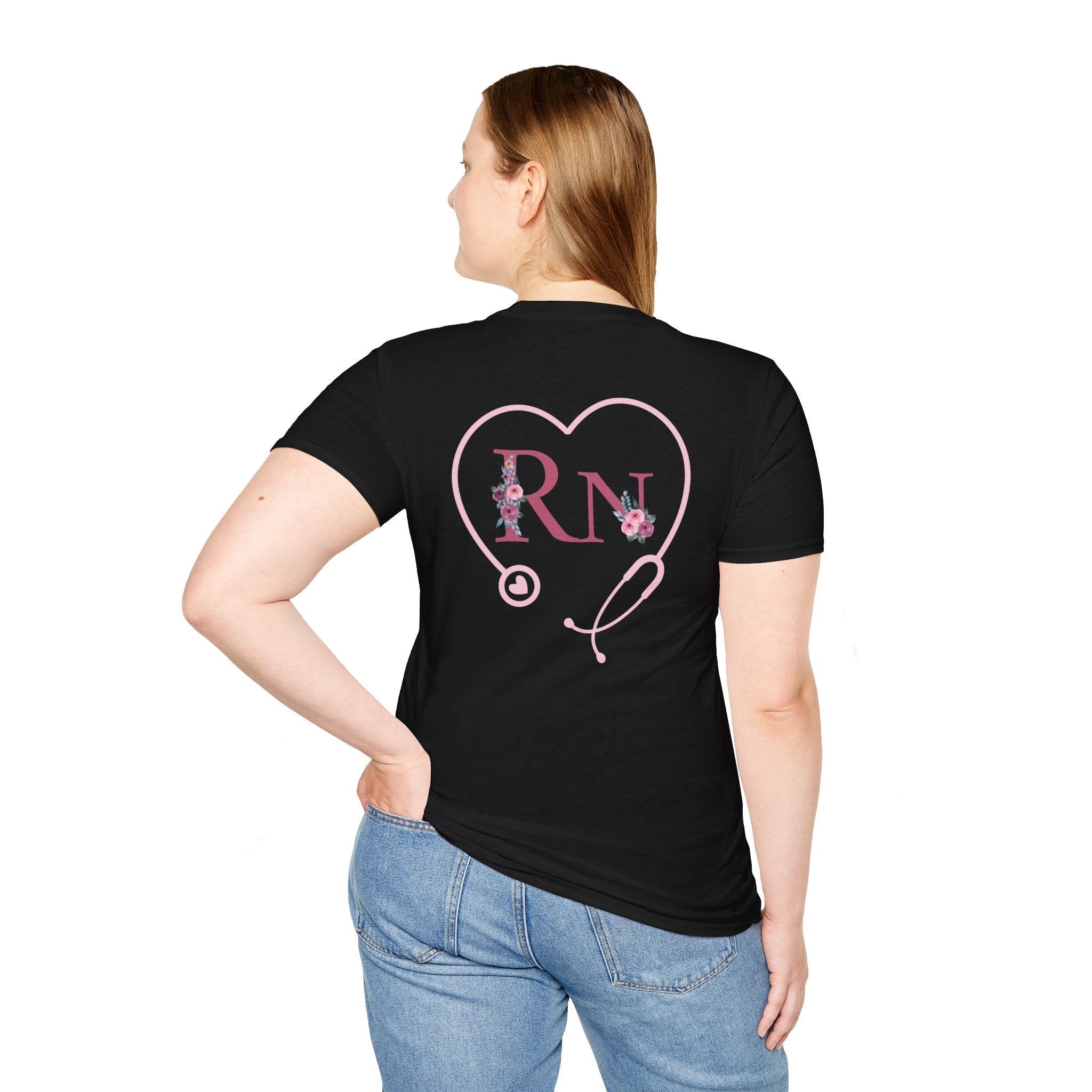 Registered Nurse Heart Stethoscope T-Shirt — Floral Registered Nurse Tee
