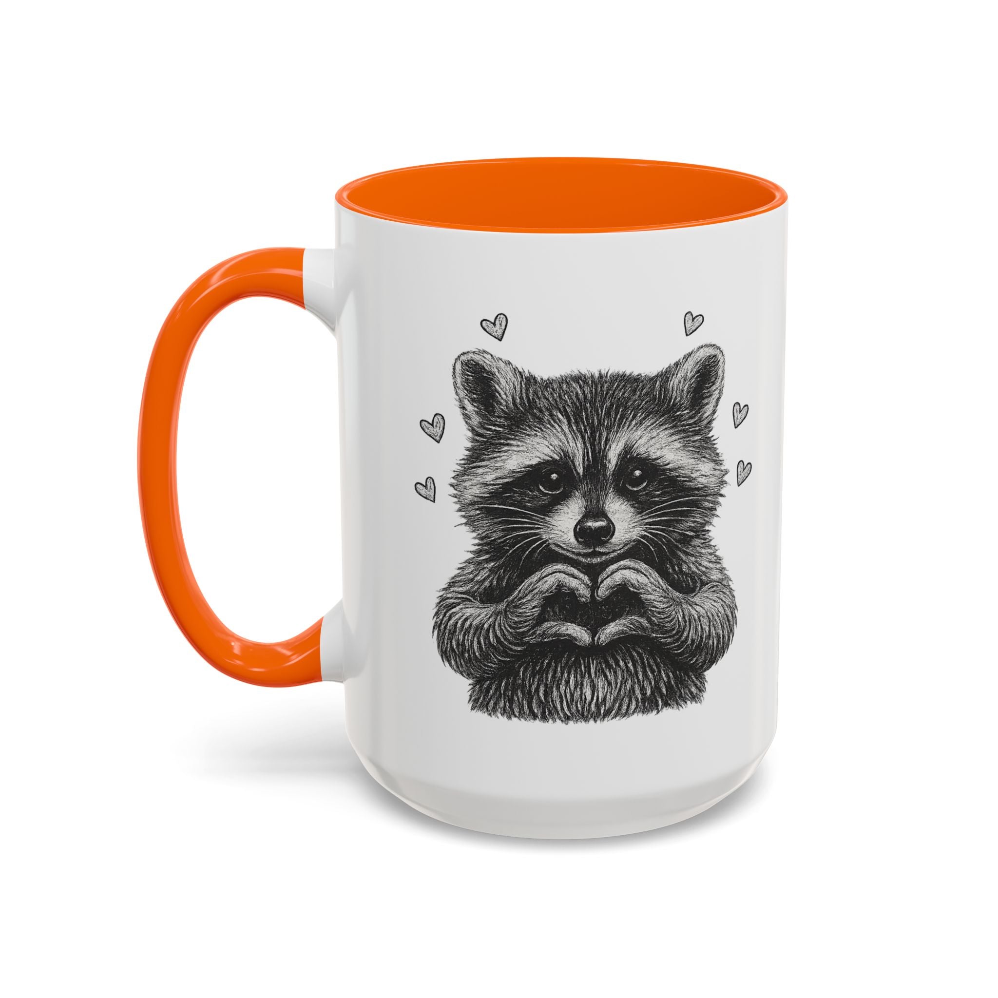 Raccoon Heart Coffee Mug — Cute Woodland Animal Accent Mug (11/15oz)