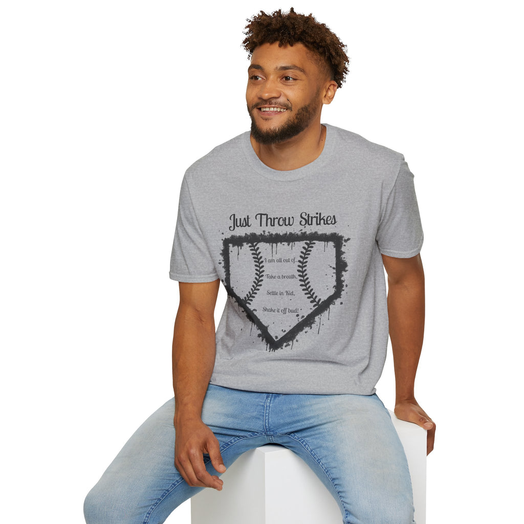 Baseball Home Plate T-Shirt — "Just Throw Strikes" Graphic Tee