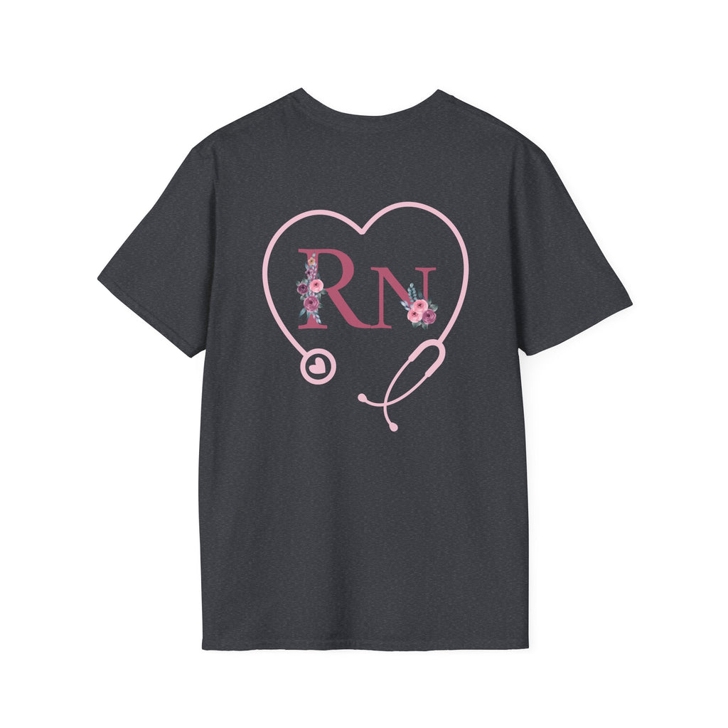 Registered Nurse Heart Stethoscope T-Shirt — Floral Registered Nurse Tee