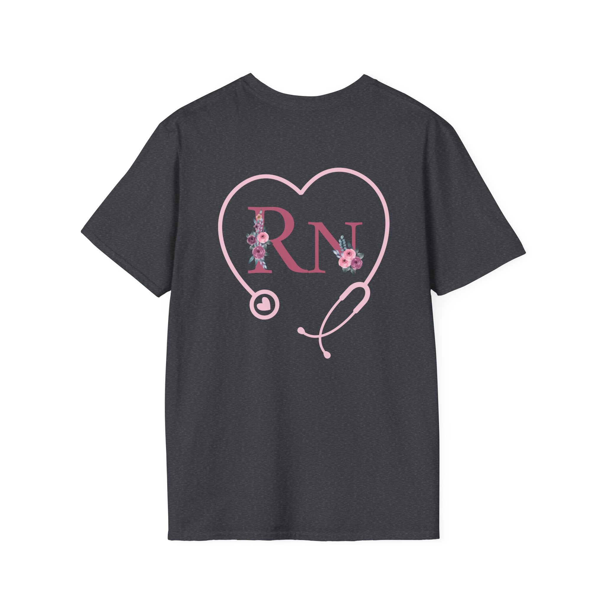 Registered Nurse Heart Stethoscope T-Shirt — Floral Registered Nurse Tee