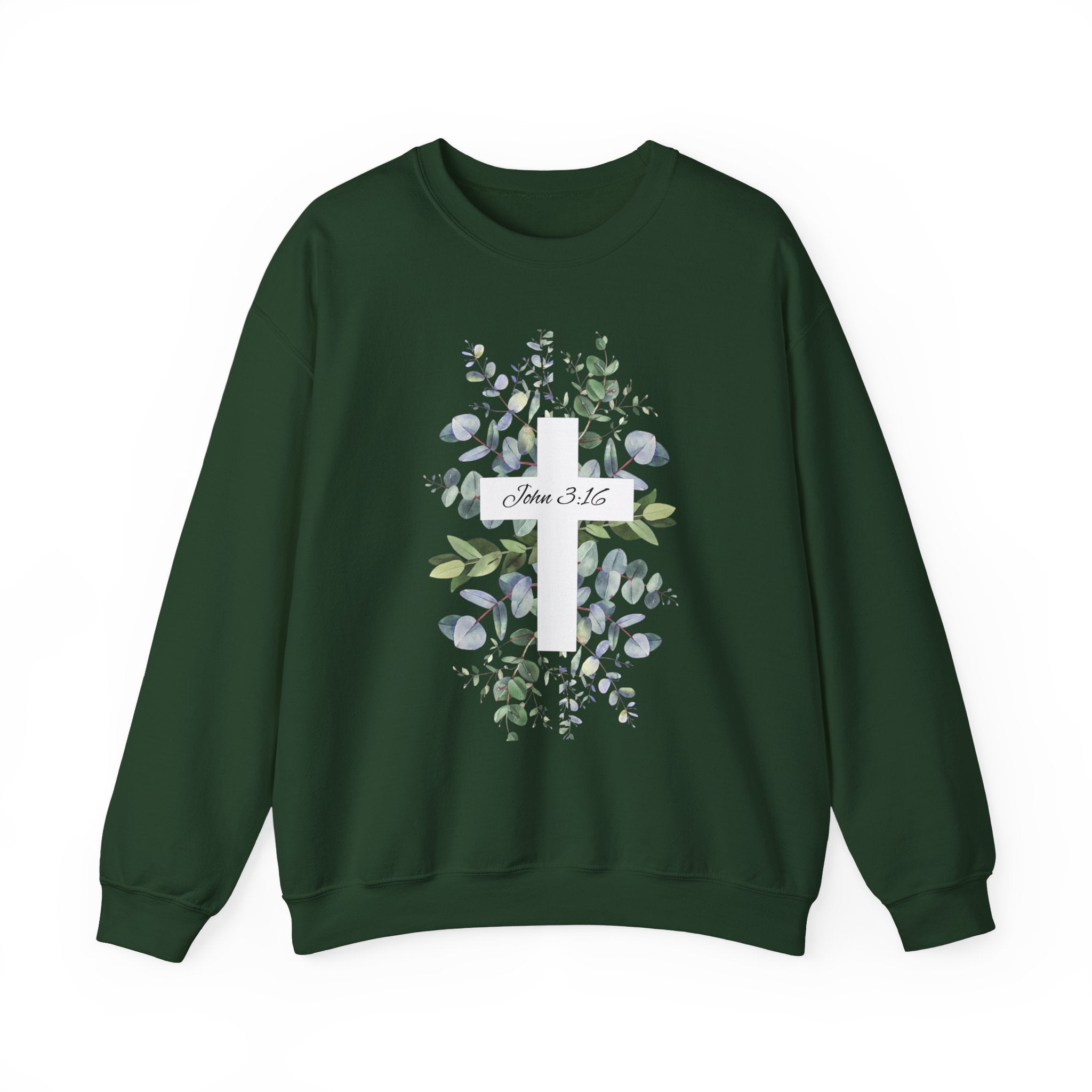 Floral Cross Sweatshirt — John 3:16 Christian Crewneck
