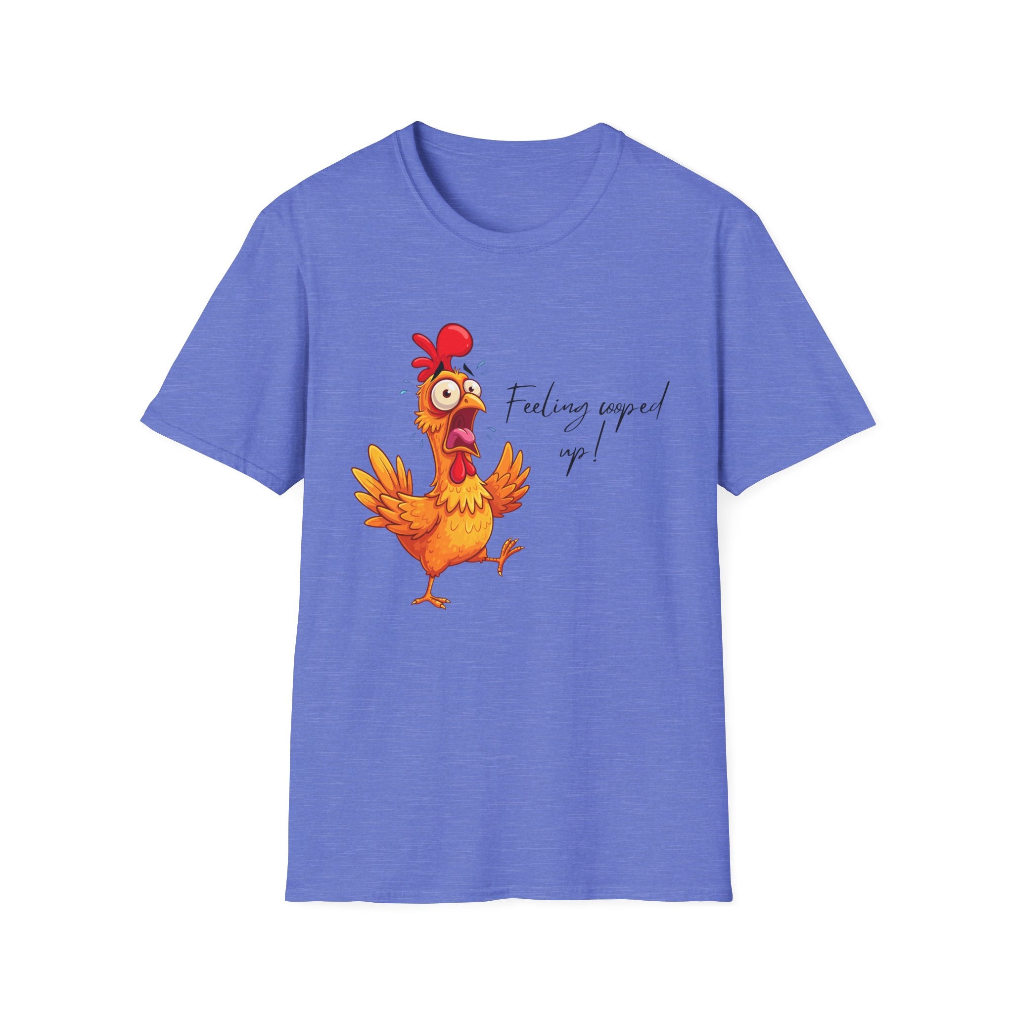 Chicken Cartoon T-Shirt — "Feeling cooped up?" Funny Farm Animal Tee