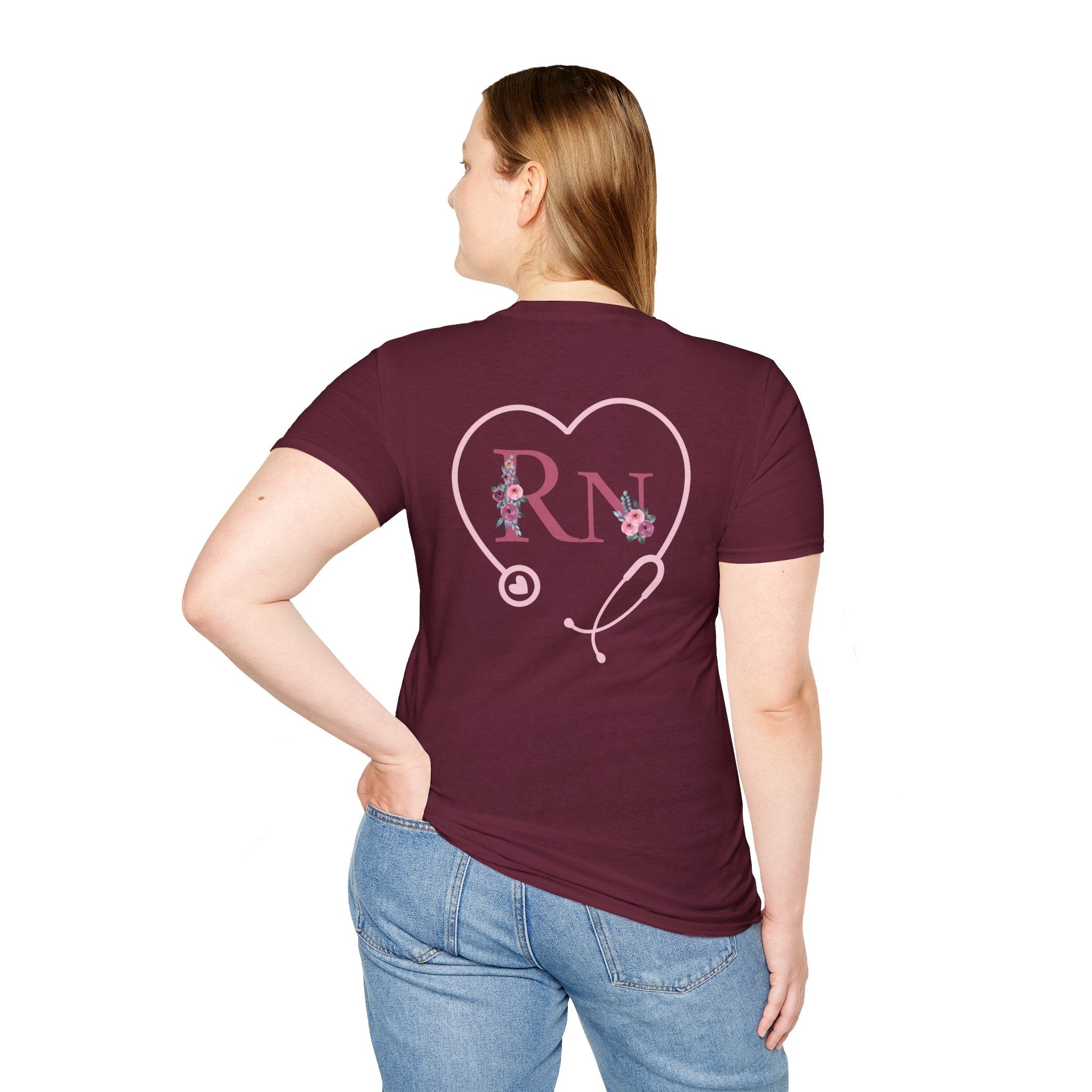 Registered Nurse Heart Stethoscope T-Shirt — Floral Registered Nurse Tee