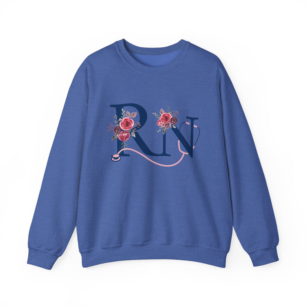 Registered Nurse Crewneck Sweatshirt — Floral R N Monogram Pullover