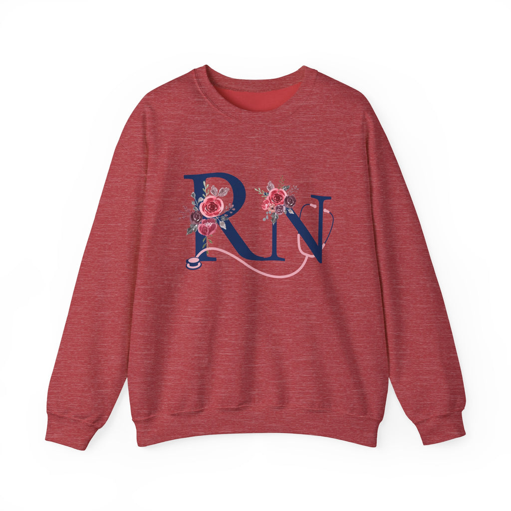 Registered Nurse Crewneck Sweatshirt — Floral R N Monogram Pullover