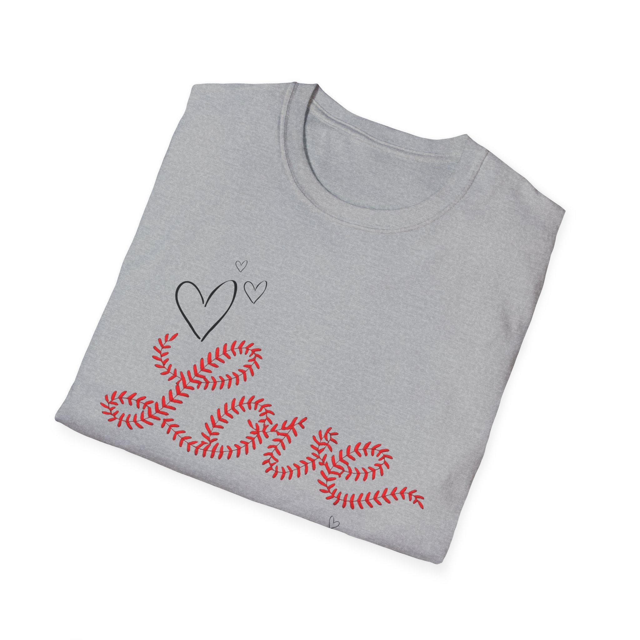 Love Baseball lace script Tee — Heart Doodle Valentine T-Shirt
