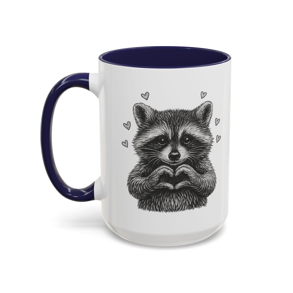 Raccoon Heart Coffee Mug — Cute Woodland Animal Accent Mug (11/15oz)