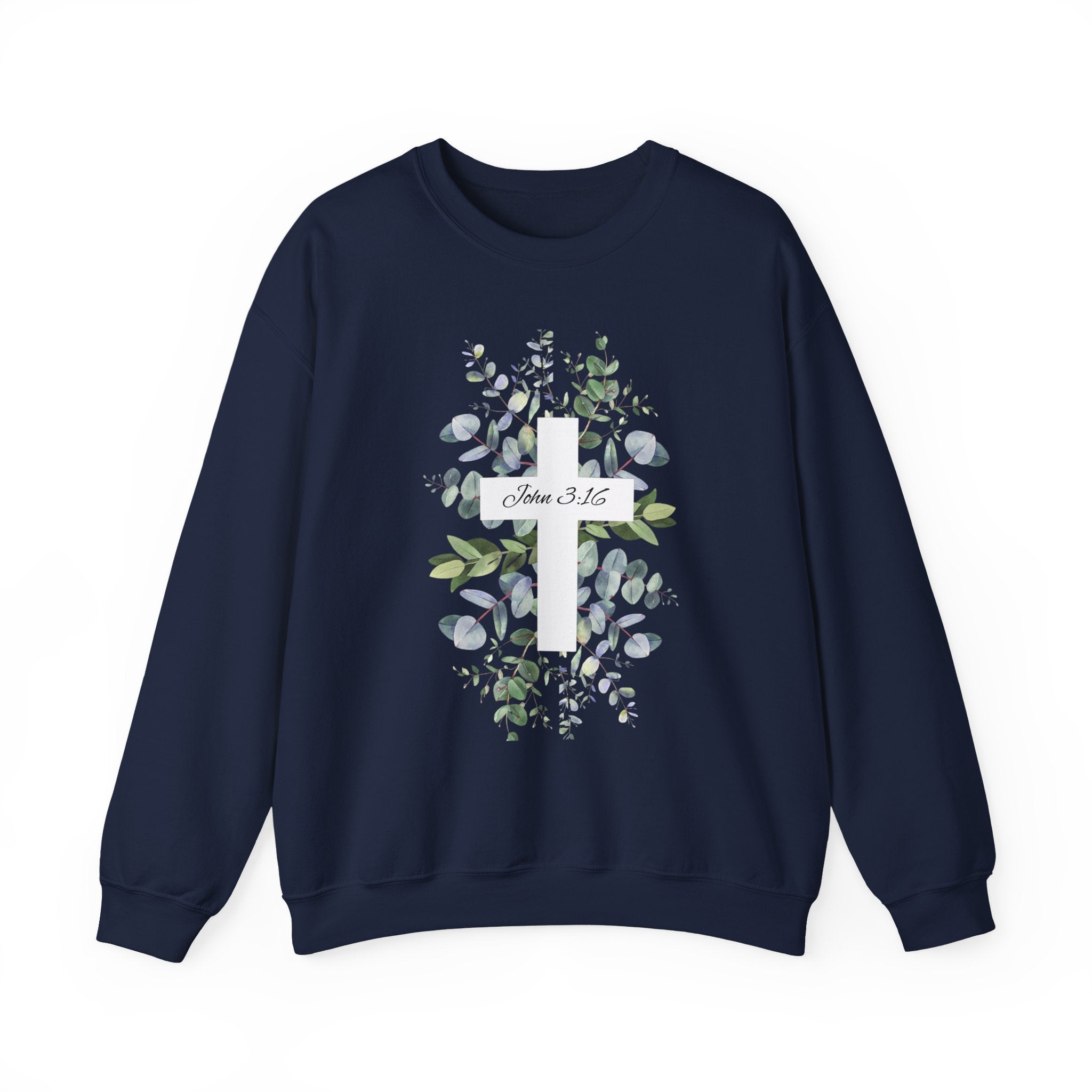 Floral Cross Sweatshirt — John 3:16 Christian Crewneck