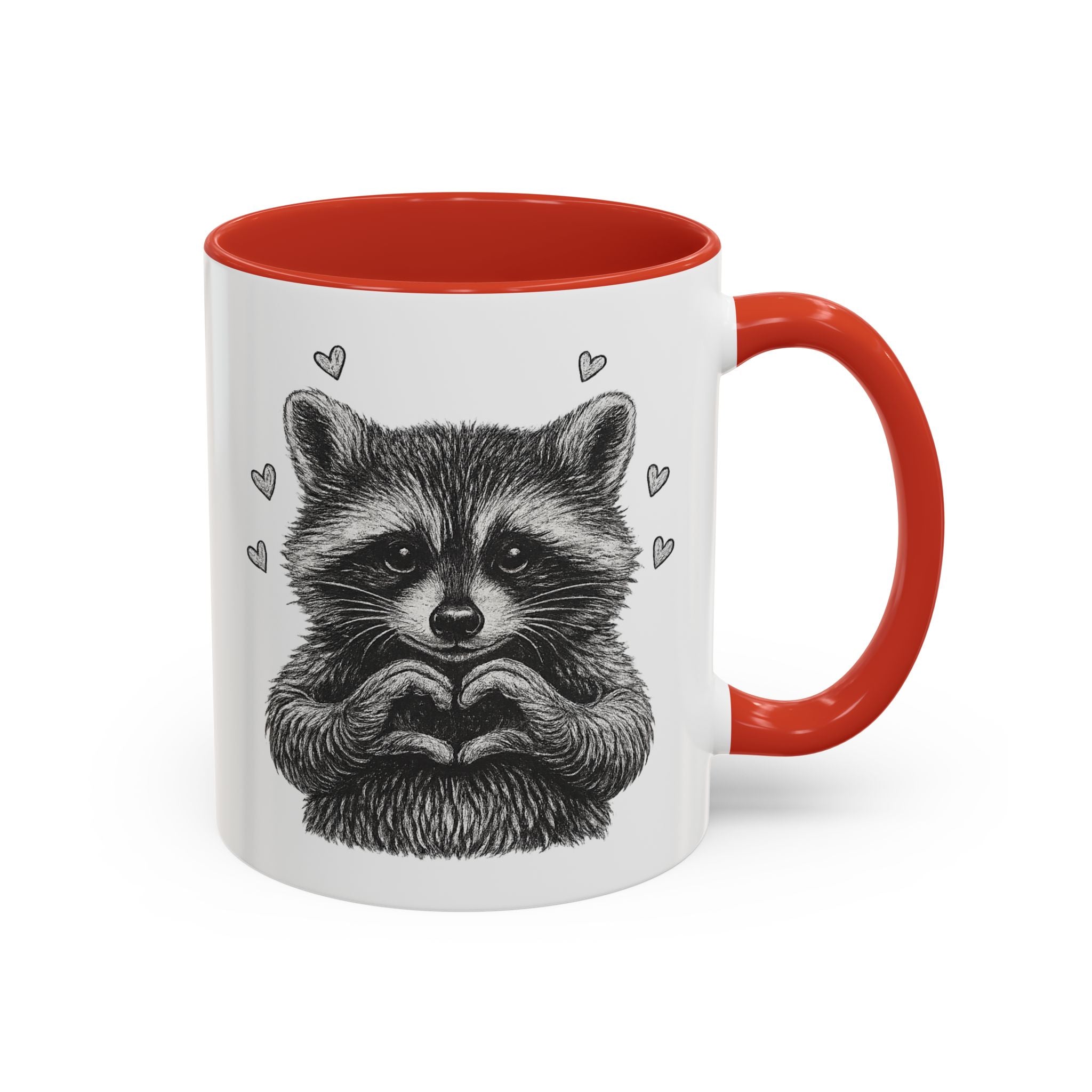Raccoon Heart Coffee Mug — Cute Woodland Animal Accent Mug (11/15oz)
