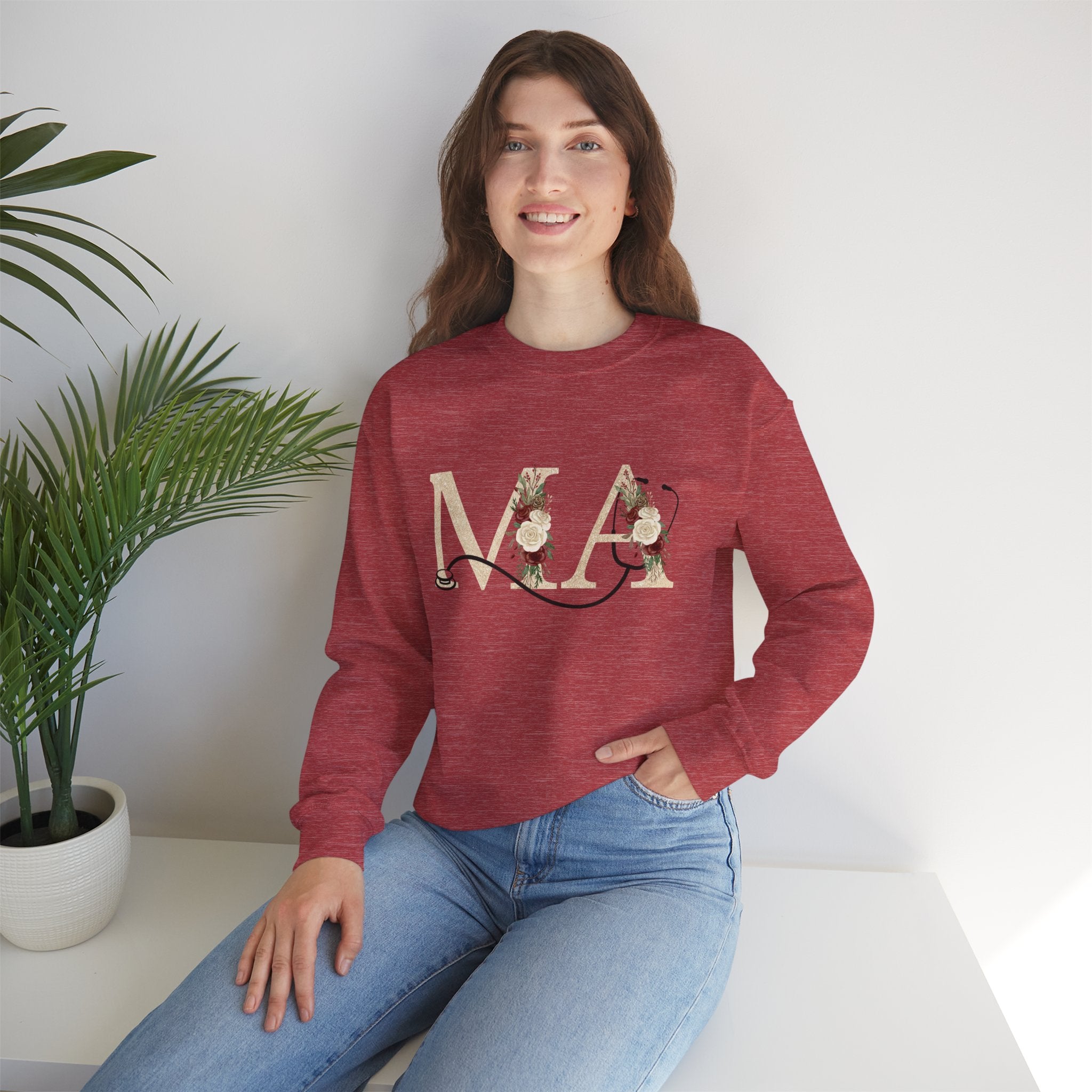 Medical Assistant Floral Monogram Sweatshirt