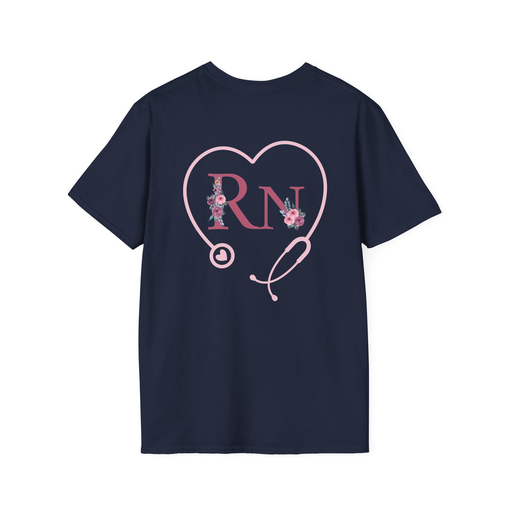Registered Nurse Heart Stethoscope T-Shirt — Floral Registered Nurse Tee