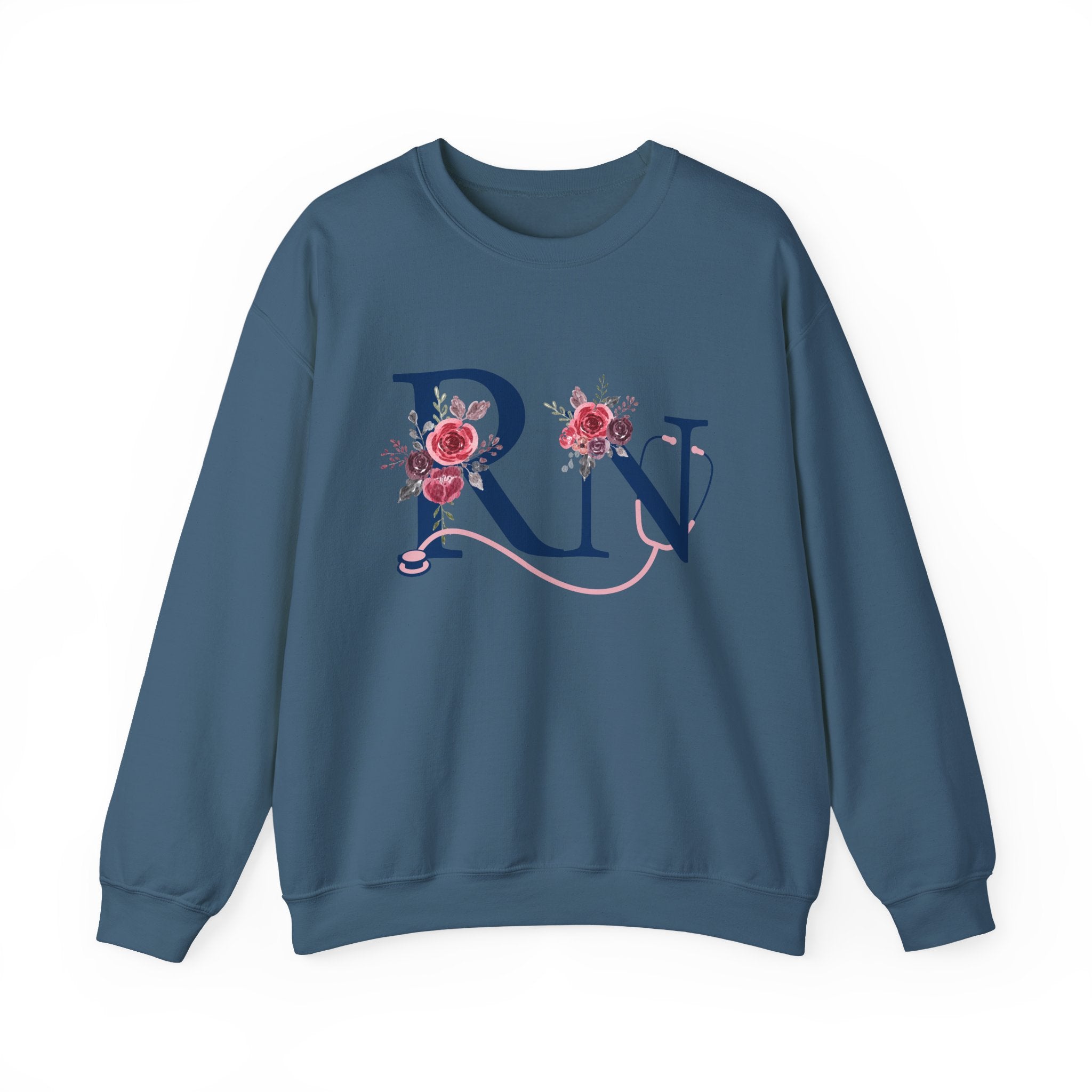 Registered Nurse Crewneck Sweatshirt — Floral R N Monogram Pullover