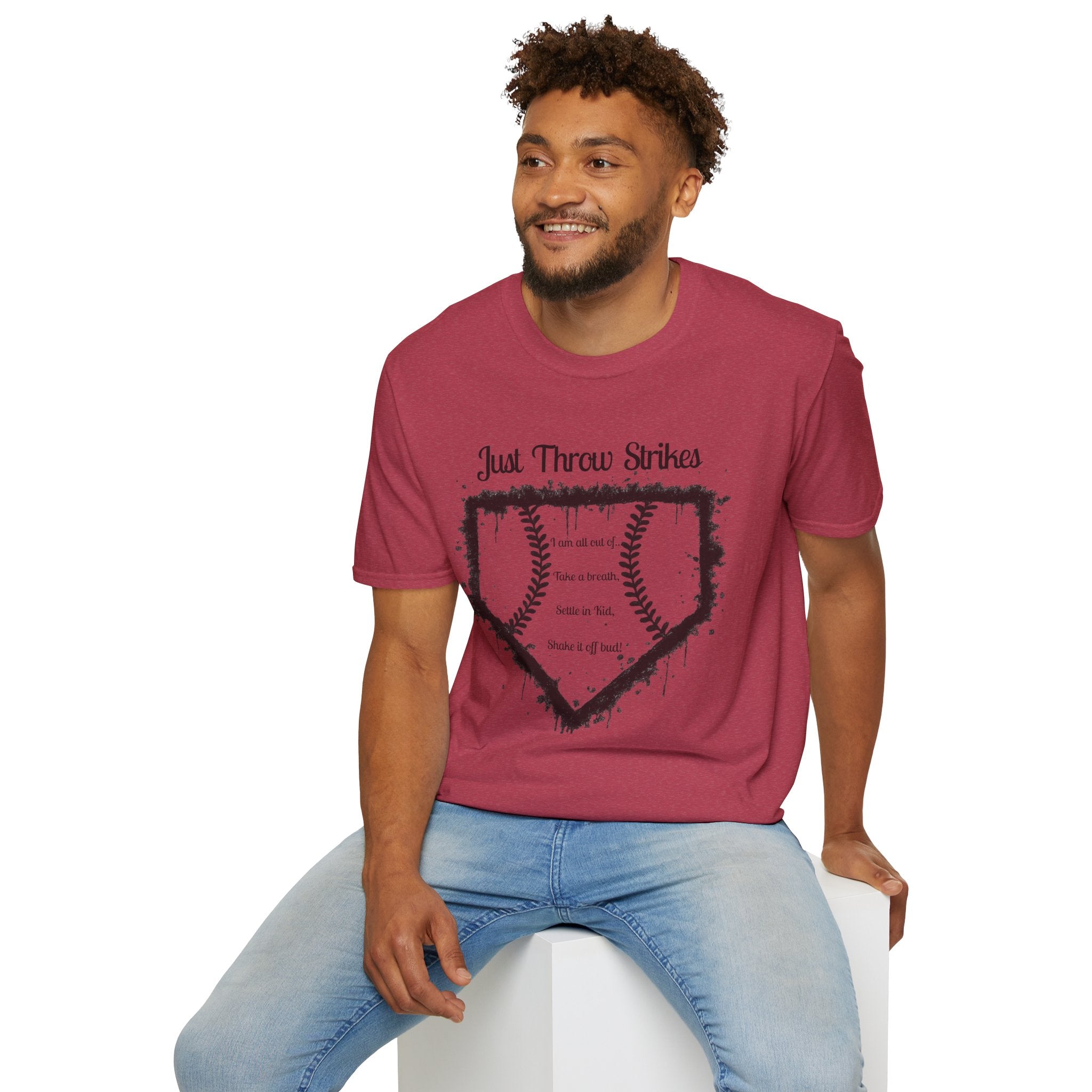 Baseball Home Plate T-Shirt — "Just Throw Strikes" Graphic Tee