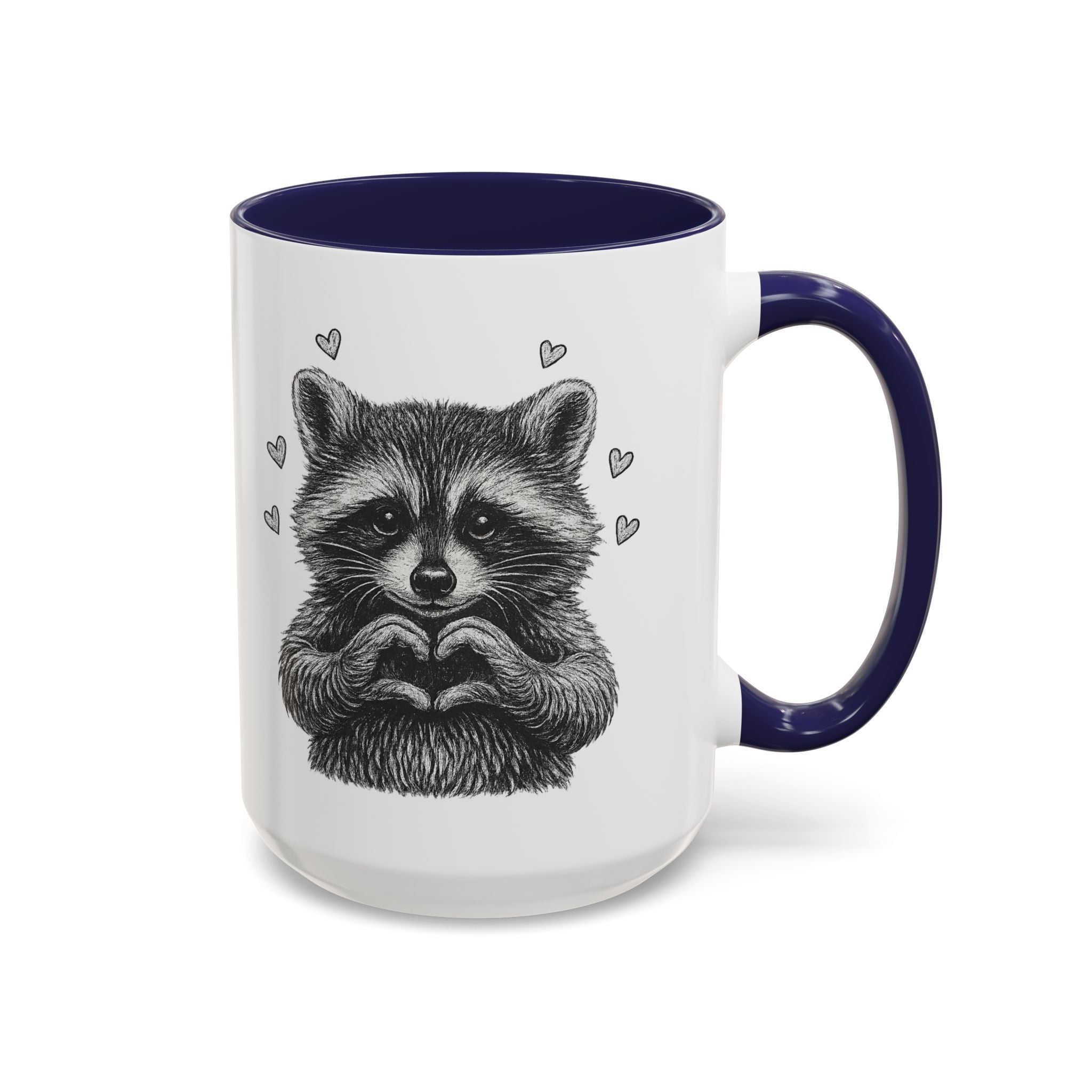 Raccoon Heart Coffee Mug — Cute Woodland Animal Accent Mug (11/15oz)