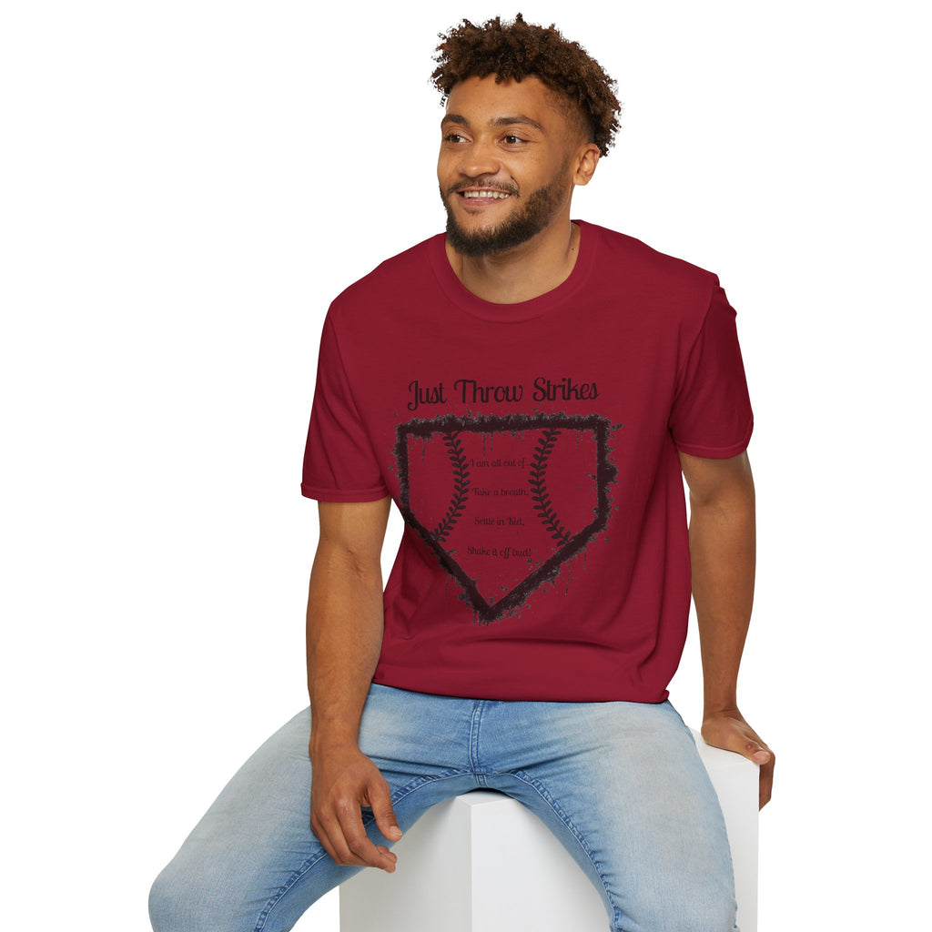 Baseball Home Plate T-Shirt — "Just Throw Strikes" Graphic Tee