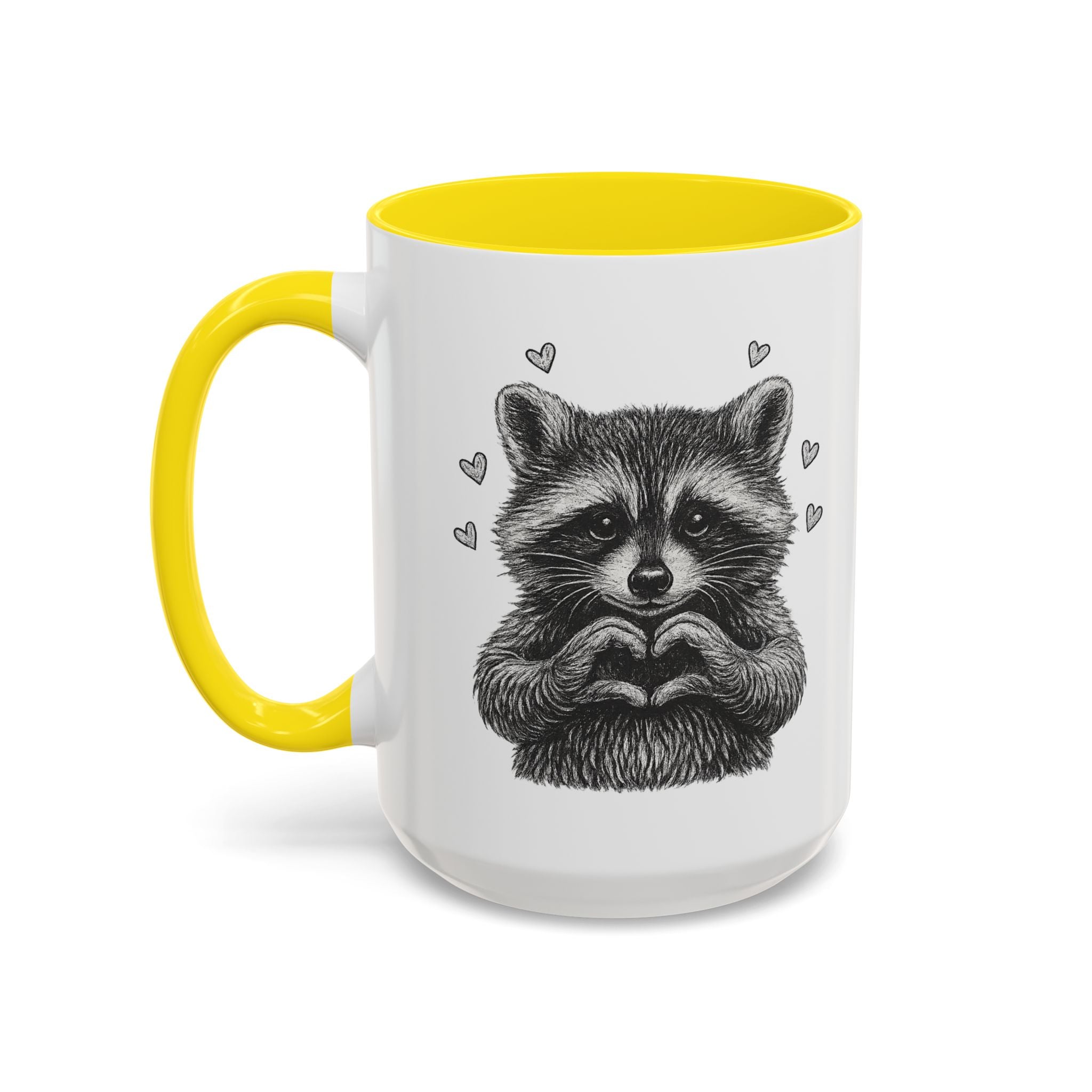 Raccoon Heart Coffee Mug — Cute Woodland Animal Accent Mug (11/15oz)
