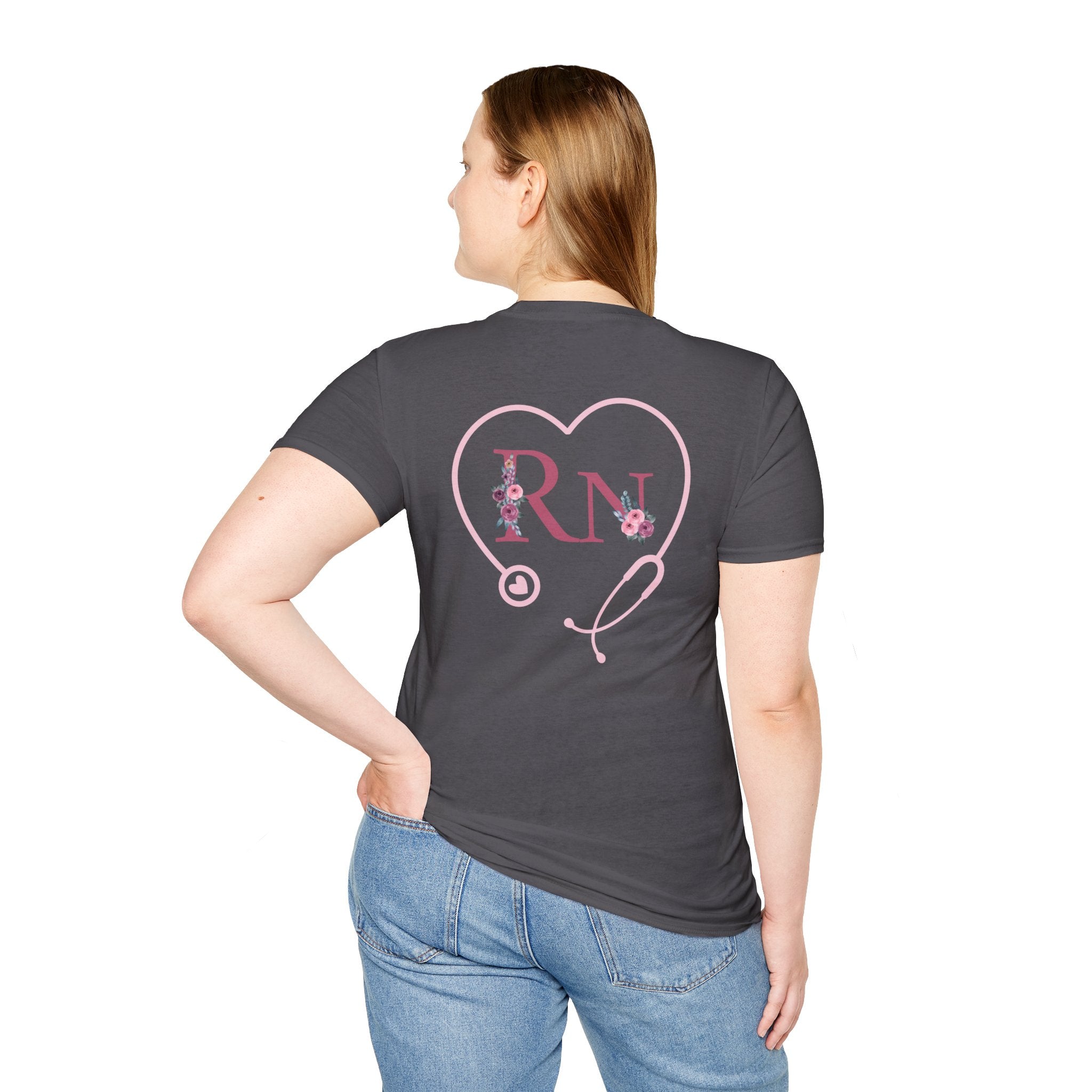 Registered Nurse Heart Stethoscope T-Shirt — Floral Registered Nurse Tee