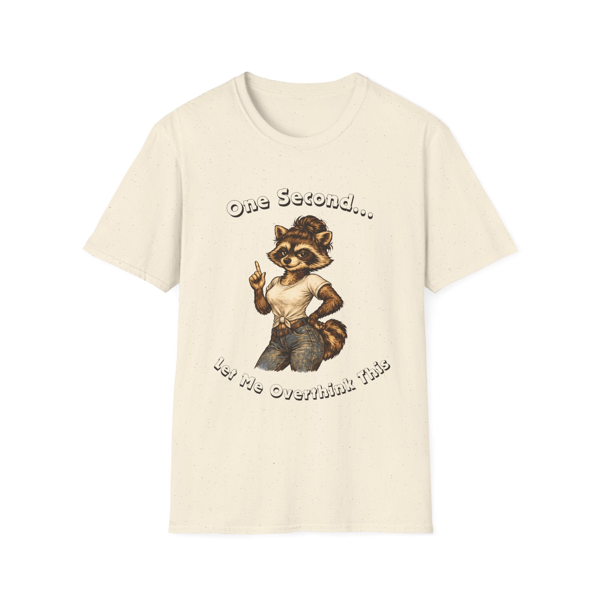 Raccoon Vintage Tee — "One Second... Let me Overthink" Graphic T-Shirt