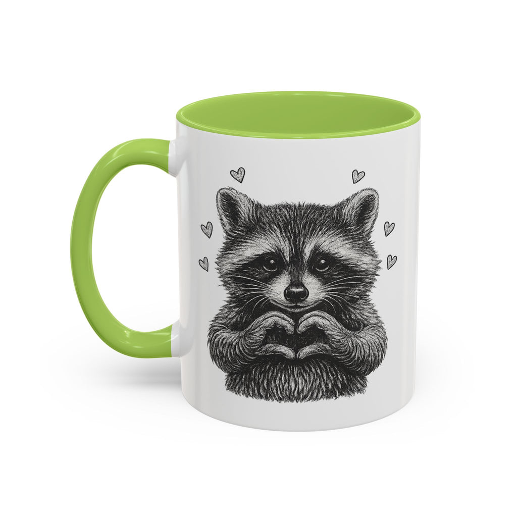 Raccoon Heart Coffee Mug — Cute Woodland Animal Accent Mug (11/15oz)