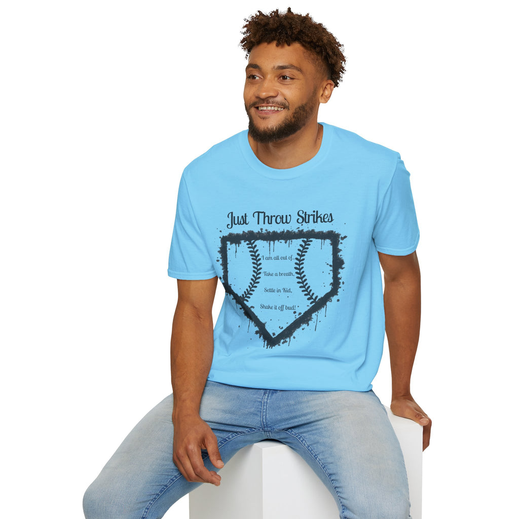 Baseball Home Plate T-Shirt — "Just Throw Strikes" Graphic Tee
