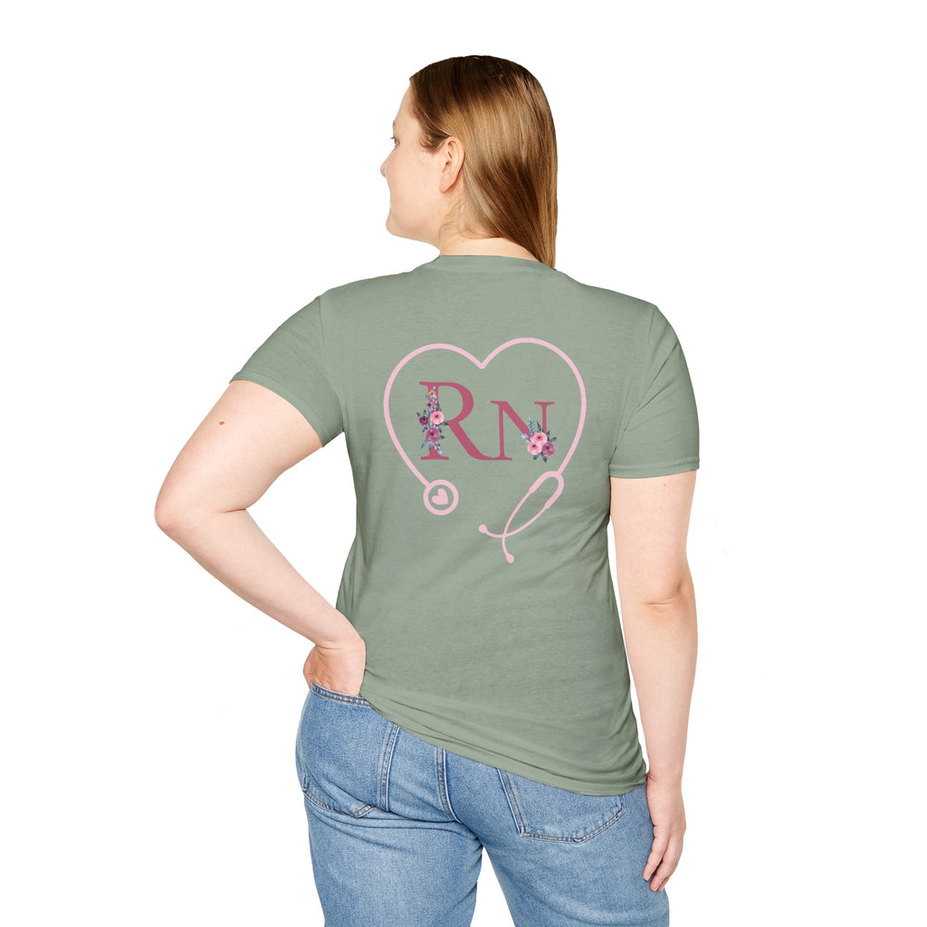 Registered Nurse Heart Stethoscope T-Shirt — Floral Registered Nurse Tee