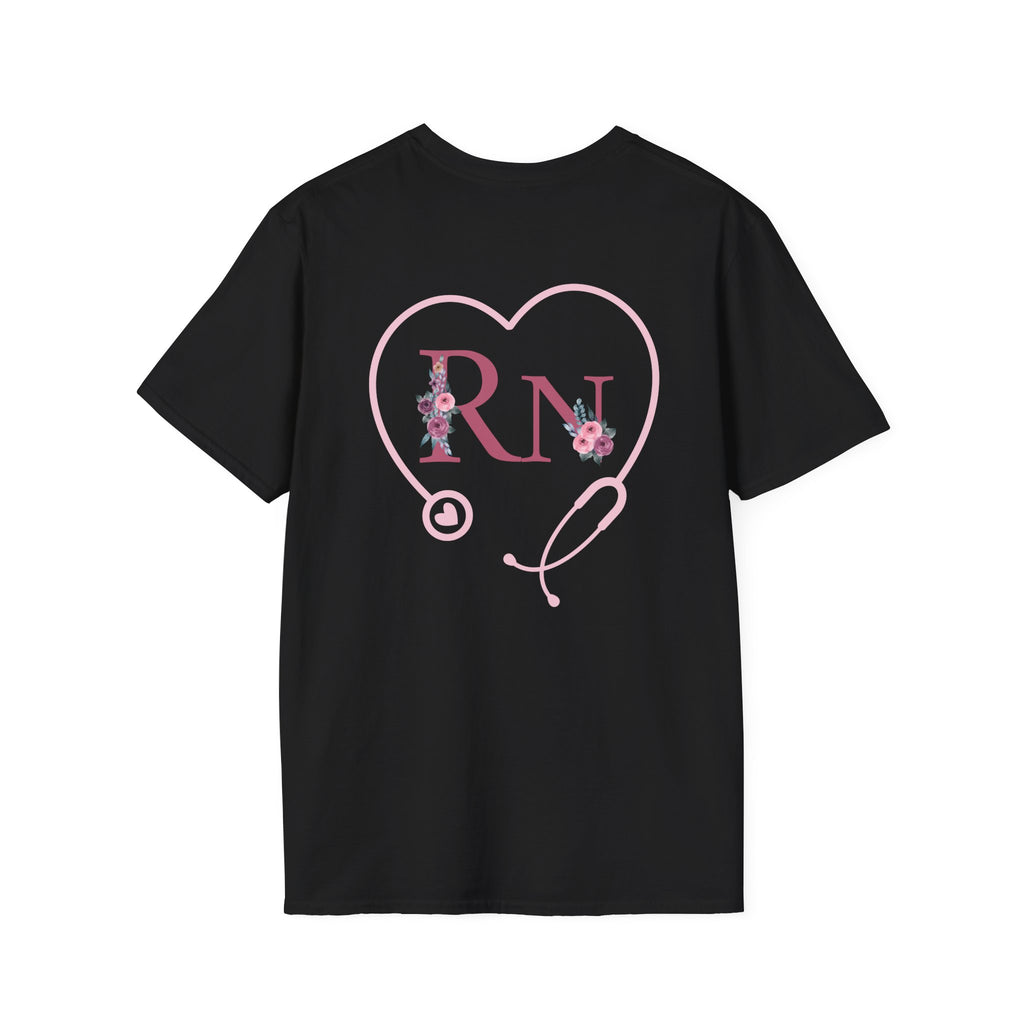 Registered Nurse Heart Stethoscope T-Shirt — Floral Registered Nurse Tee