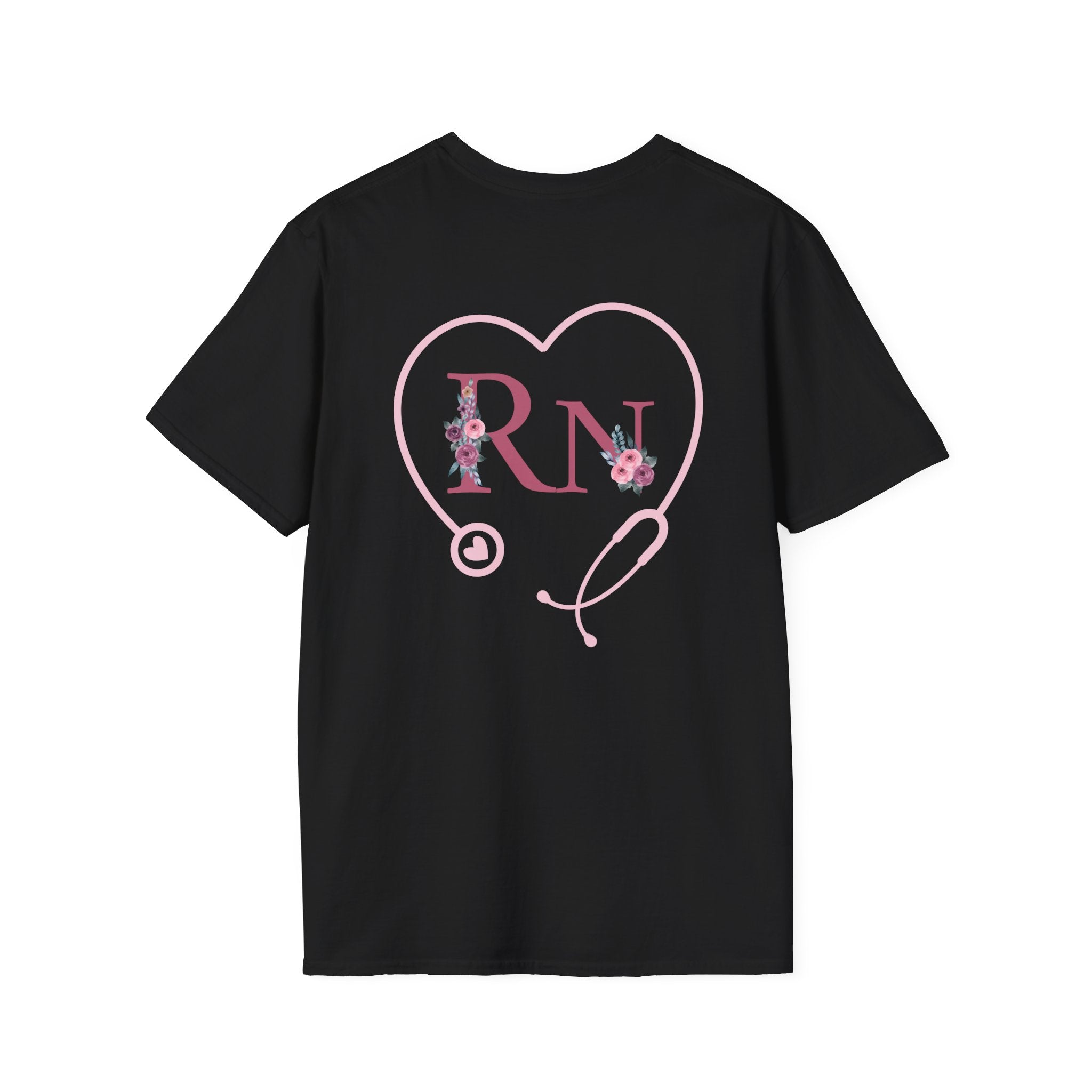 Registered Nurse Heart Stethoscope T-Shirt — Floral Registered Nurse Tee