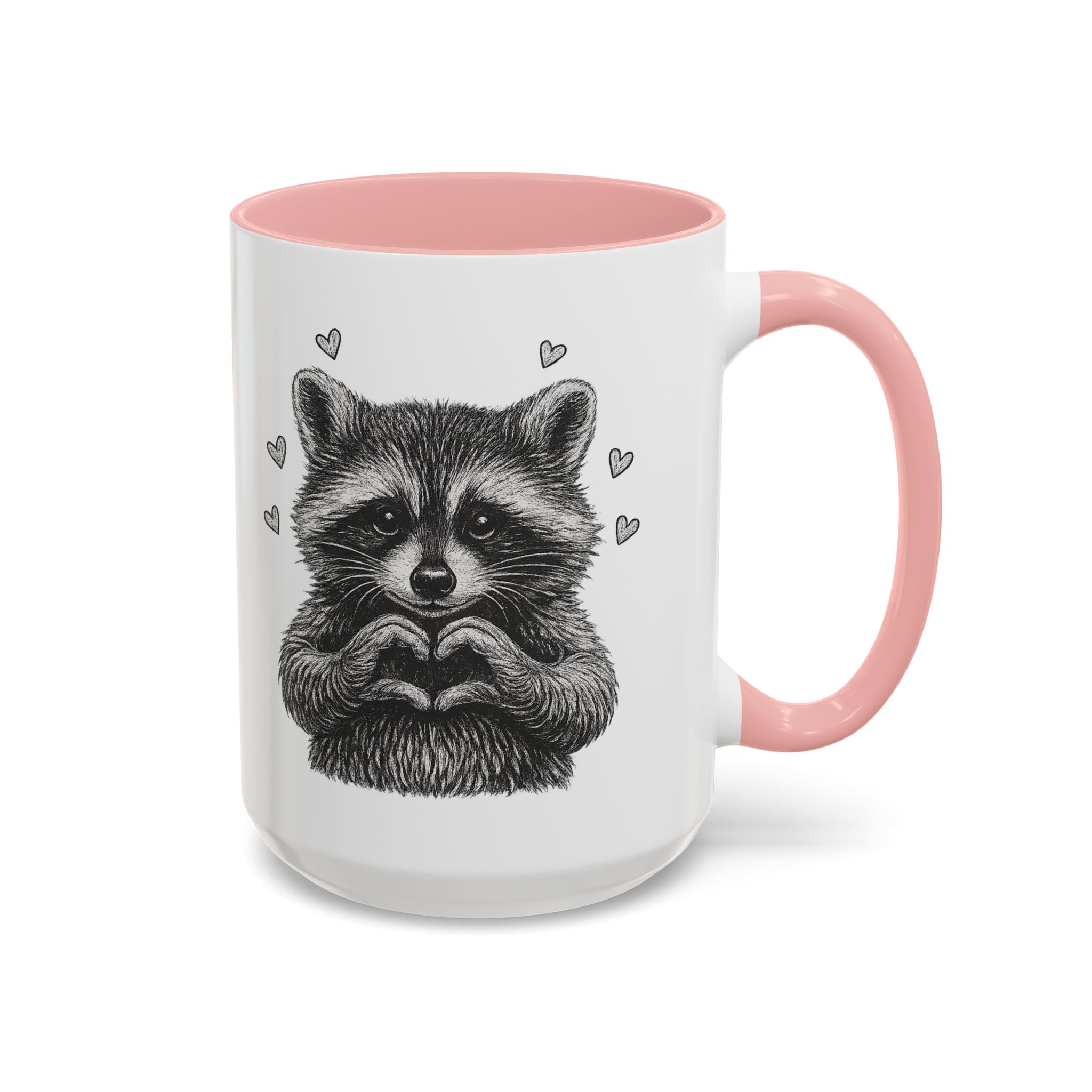 Raccoon Heart Coffee Mug — Cute Woodland Animal Accent Mug (11/15oz)