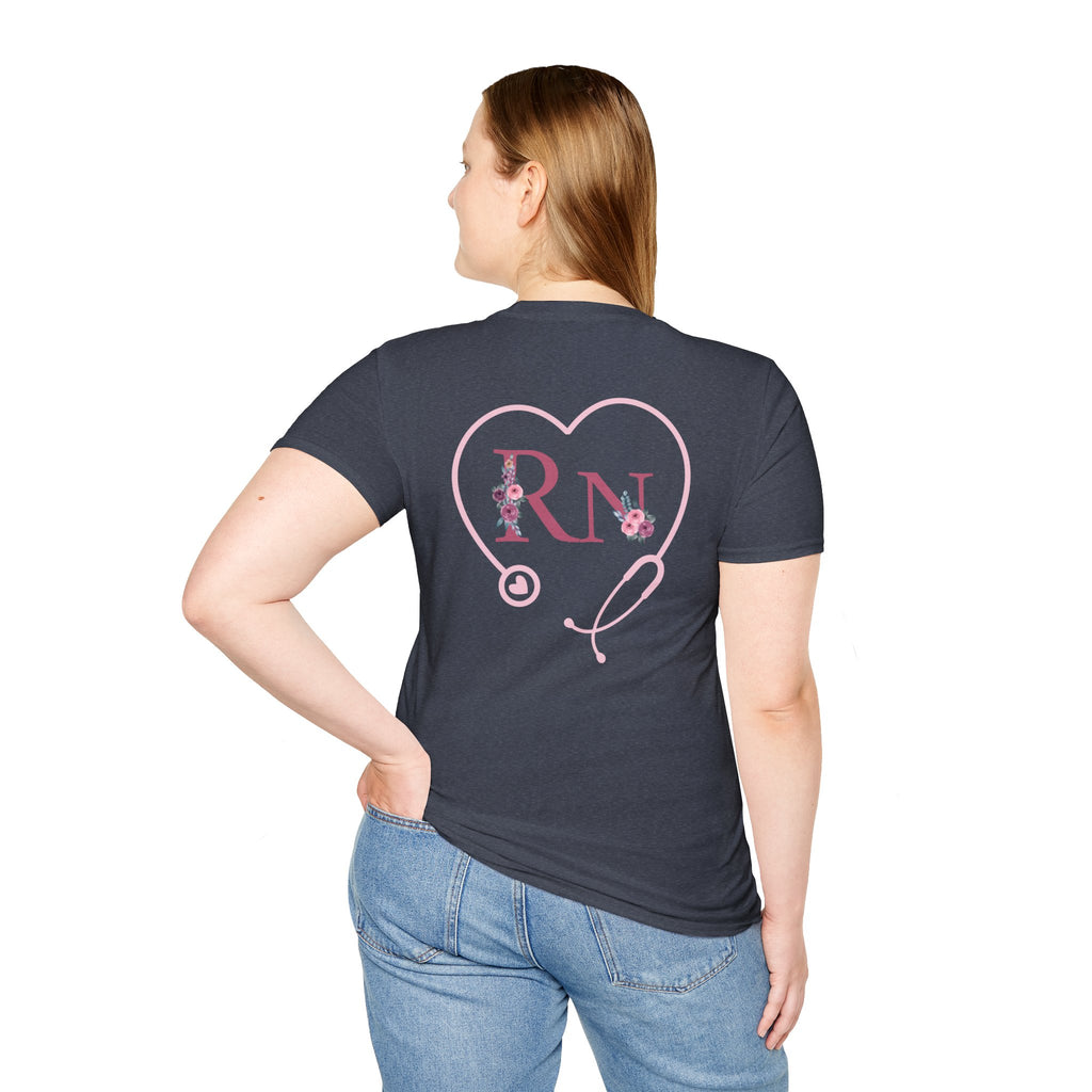 Registered Nurse Heart Stethoscope T-Shirt — Floral Registered Nurse Tee