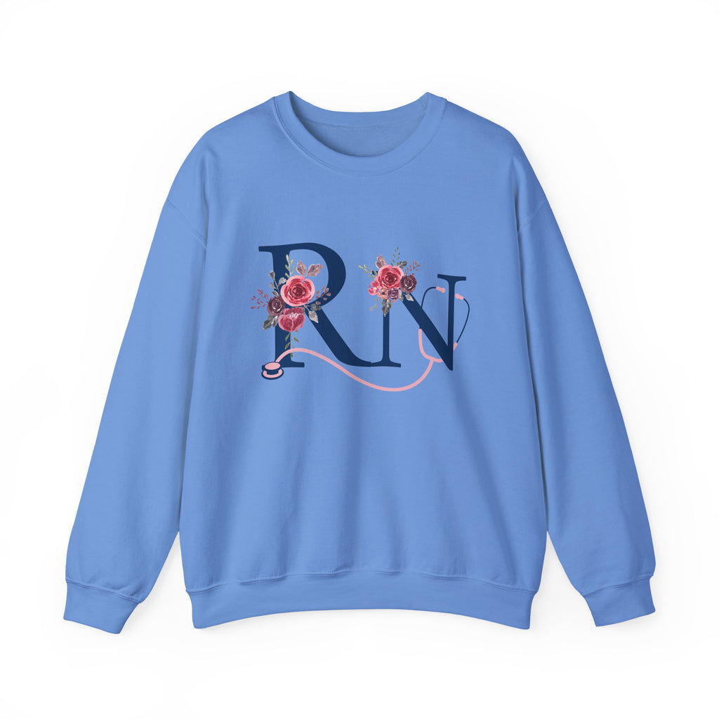 Registered Nurse Crewneck Sweatshirt — Floral R N Monogram Pullover